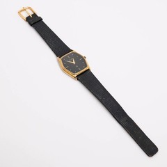 Celine Square Gold Black Quartz Wristwatch Japan Vintage Rare 078416