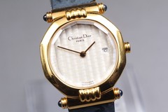 【NEAR MINT】Christian Dior 64151 Gold Plated Octagon Quartz Woman’ Watch