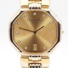New Battery Christian Dior 45.154 Octagon Gold Diamond Date Quartz Vintage Watch