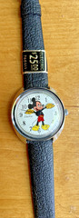 Mickey Mouse Vintage 1971 Timex Electric Watch Black Leather Excellent Cond