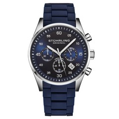 Stuhrling Original Velocity 4076 Men’s 43mm Quartz Chronograph, Midnight Blue