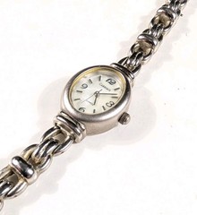 Carriage by Timex Womens Watch Silver Tone Case and Band W/White Dial