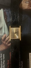 Raymond Weil Geneve Quartz Rectangle Gold Plated Gold Dial Leather Strap