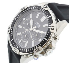 *NEW WITH TAGS* Fossil Bannon Silver Black Silicone Chronograph BQ2494 Watch
