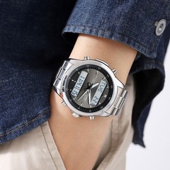 SKMEI Dual Analogue Digital Watch Stainless Steel Date CHRONO Sport Men Watches