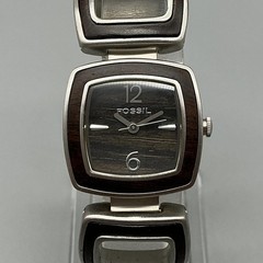 Fossil Womens Watch 24mm Wood Grain Dial Silver Tone ES-2107 New Battery 8″
