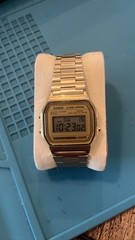 Casio A158W Men’s Digital Stainless Steel gold Alarm Chrono. Vintage. Original
