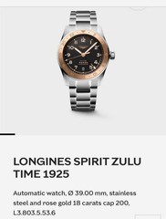 LONGINES SPIRIT ZULU TIME 1925 39mm Mens Watch L3.803.5.53.6