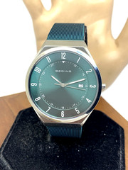 Bering Men’s Watch 18740-808 Quartz Green Dial Mesh Stainless Steel 40mm