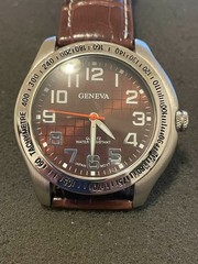 Geneva – Men’s Wristwatch Tachymeter – Alligator Band – New Battery