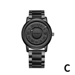 Men Quartz Watch Mirrorless Magetic Bead Dial Steel Males WristwatchZA9K