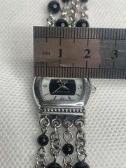Vintage Ecclissi 925 Sterling Silver Mother Of Pearl & Onyx Beaded Woman’s Watch