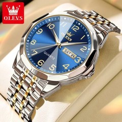 OLEVS Luxury Men’s Quartz Watch Business 3 Bar Luminous Stainless Steel Strap