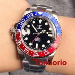 20ATM Tandorio 40mm 9 o’clock Crown Left-Handed GMT NH34A Automatic Men Watch