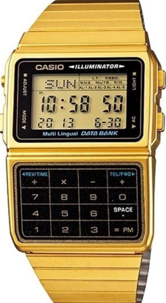 CASIO DBC-611G-1 DATABANK VINTAGE SERIES GOLD DIGITAL WATCH