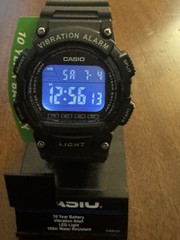 Casio W-736H Digital Quartz Vibration Alarm Backlight Black Resin Watch 100m
