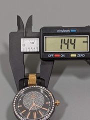 Shengke SK Womans Gunmetal Gray Gold Tone Crystal Accent Watch 6.75 in