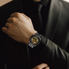 Kenneth Scott Men’s Mechanical Casual Watch | Black Dial, Black Case & Strap