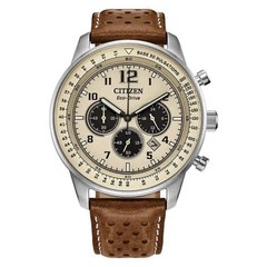 NEW Citizen Men’s CA4500-08X Eco-Drive Chronograph Stainless Steel Leather Watch
