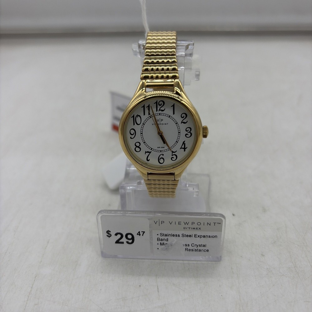 Timex Viewpoint CC3D82200, Women’s Goldtone Expansion Band Watch, White Dial