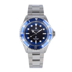 SALVATORE MARRA SM22110-SSBL Analog Quartz Solar Powered Black/Blue Silver