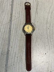 Vintage Nike Air 1238 Gold Tone Faced Watch Leather Band Needs Battery