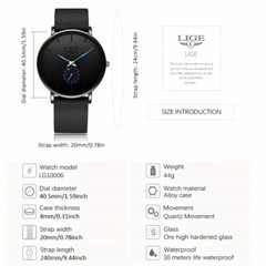 LIGE Luxury Men Watch Ultra-thin Quartz Second Dial Waterproof Daily Wristwatch