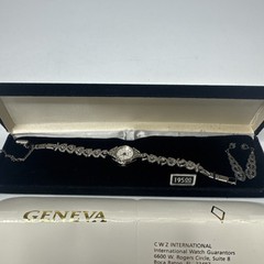 Vintage Geneve Vintage Sterling Silver Bracelet Watch With 925 Earrings