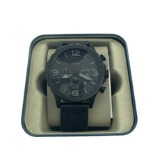 Fossil Nate Chronograph Leather Watch Black