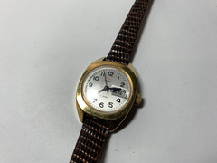BRILLIANT 1960s Helbros Ladies 26mm Classic 17 Jewels Day & Date Indicator RUNS!