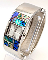 Accutime Vivani Ladies Bracelet Watch with Abalone Inlay Silver Tone New Battery