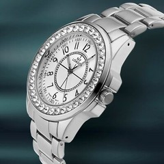NEW NY London 9260-SS Men’s Uptown Watch Silver Case Band Crystal White Dial