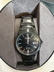 Citizen Mens Eco-Drive AW1558-58E Black Dial S/Steel Watch MSRP $375!