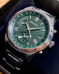SEIKO Brightz SAGA307 Green Radio Solar Titanium Watch