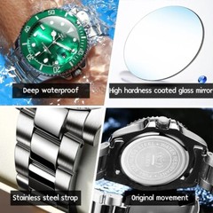 Waterproof Quartz Watch Men’s OLEVS Men Luminous Luxury Stainless Steel Strap