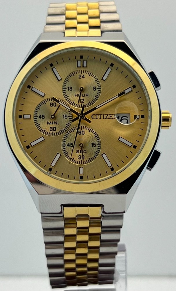 Amazing Men’s Citizen Eco-Drive Quartz Gold Dial Date Working Wristwatch
