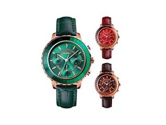 Skmei Women’s Watch Classic Clear Dial Crystal Stones Leather Strap Three Colour