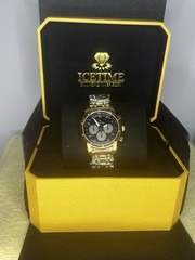 BRAND NEW IceTime 40mm Men’s Yellow Gold Steel 0.10ct Diamonds Black Dial 03184