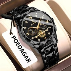 POEDAGAR Top High Quality Man Wristwatch Stainless Steel Chronograph Business Me