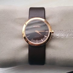 Pandora Rose Gold Plated Watch with Brown Leather Straps