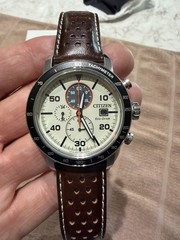 Citizen Brycen Chronograph CA0649-06X 44mm Ivory w/ Brown strap
