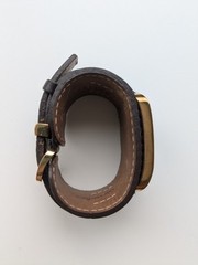 Celine Paris gold tone brown leather strap watch swiss made
