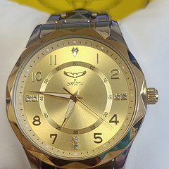 Invicta Watch 41mm 96022 Gold Dial Stainless Steel Bracelet w/ Box And Stickers