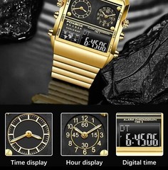 Digital Mens Dual Time Zone Waterproof Retro Watch. Great Gift Idea