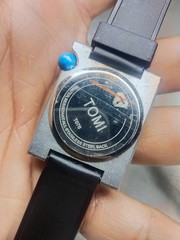 The Azure Horizon Arctic White & Midnight Blue Rectangle Wrist Watch for Mens