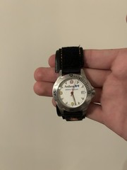 Vintage Wenger Swiss Military Watch White Dial Rotating Bezel Anthem Logo w/ Box