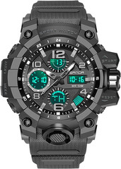 Waterproof Sport Watch for Men with Night Light, Dual Display Analog Digital Out
