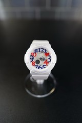 Casio Baby G BGA 130TR White Band Watch Red White Blue Dial Analog WR 10 Bar