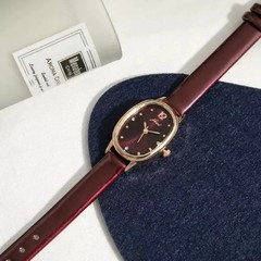 Women’s Quartz Watch With Oval Dial Featuring Ordinary Glass Mirror And PU Strap