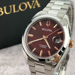 Bulova Surveyor Automatic Watch 98B422 Red Dial Stainless Steel Men’s Watch